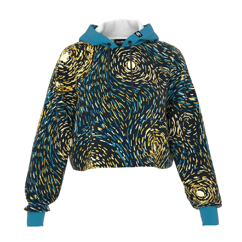 Travelin Blue Box Cropped Hoodie