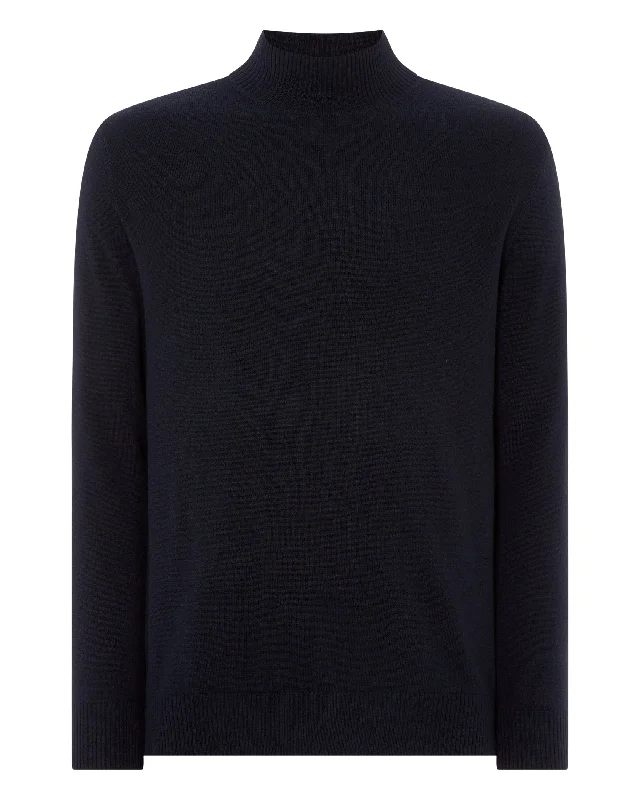 Men's Turtle Neck Cashmere Jumper Navy Blue