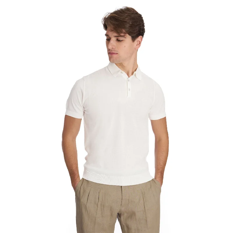 WHITE SHORT SLEEVE KNITTED POLO