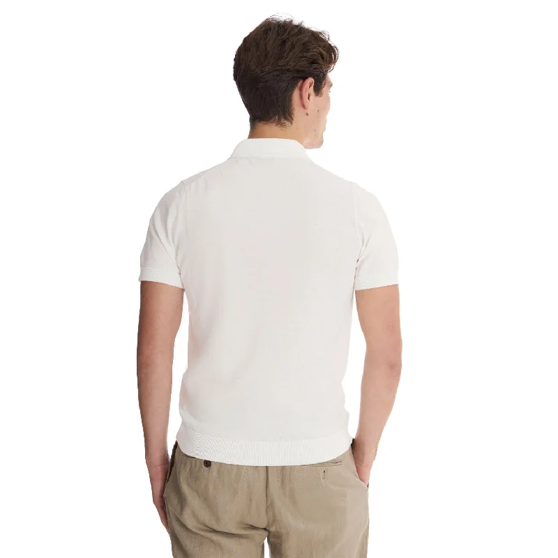 WHITE SHORT SLEEVE KNITTED POLO