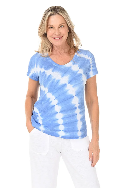 Tie-Dye Slub-Knit V-Neck Tee