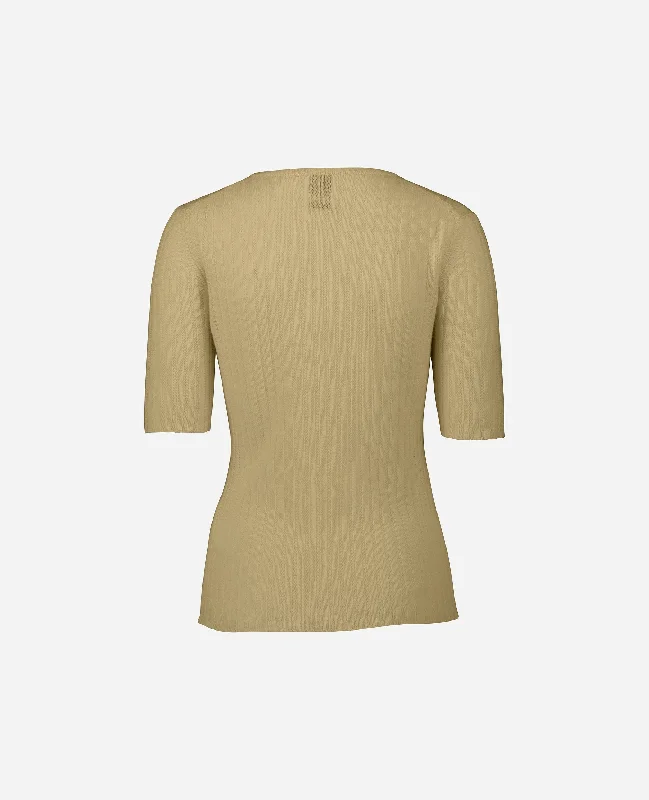 V-Pullover aus Cashmere in Beige