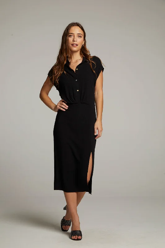 Atlantic True Black Midi Dress