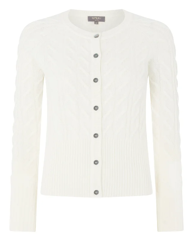 Women's Myla Cable Cashmere Cardigan New Ivory White