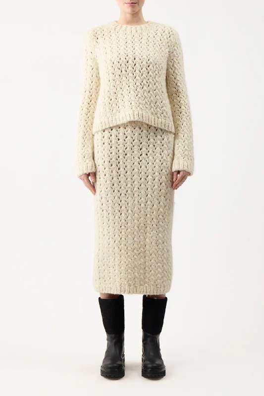 Collin Knit Skirt in Ivory Welfat Cashmere