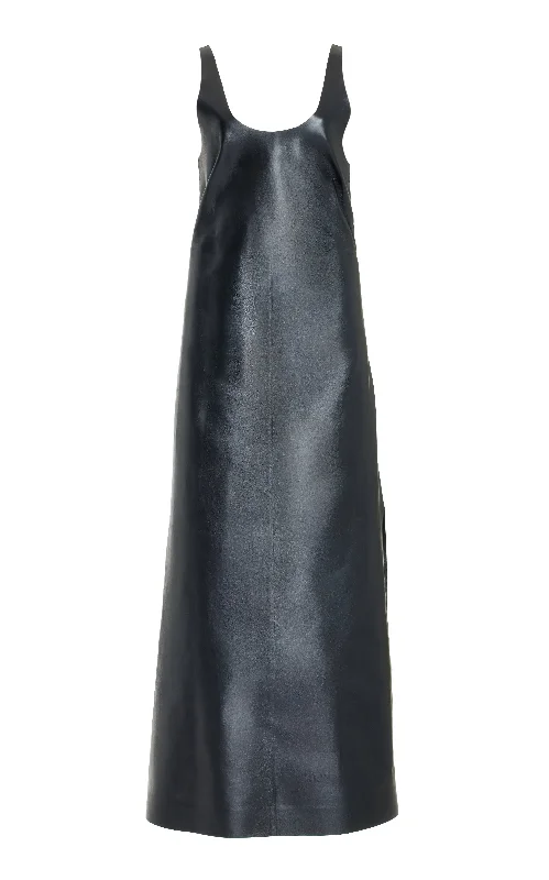 Ellson Dress in Black Metallic Nappa Leather