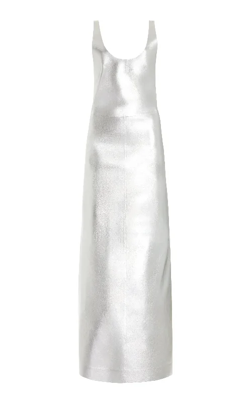 Ellson Dress in Silver Metallic Nappa Leather