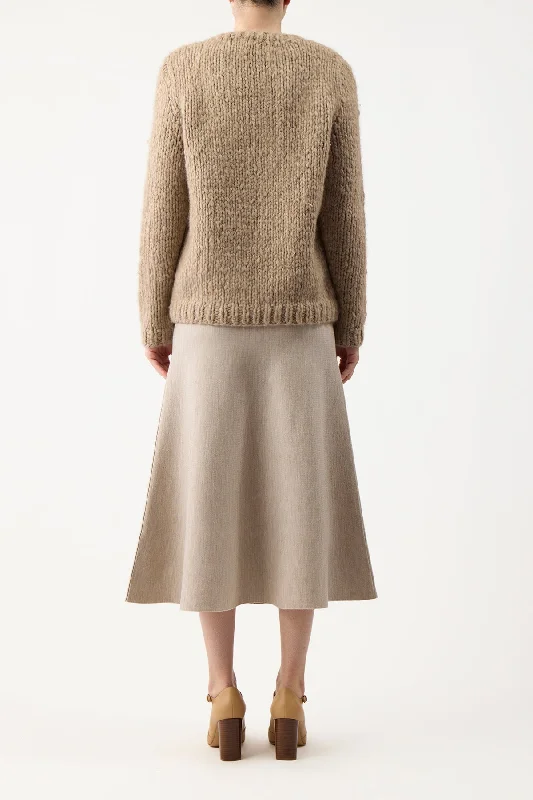 Freddie Knit Midi Skirt in Oatmeal Merino Wool Cashmere