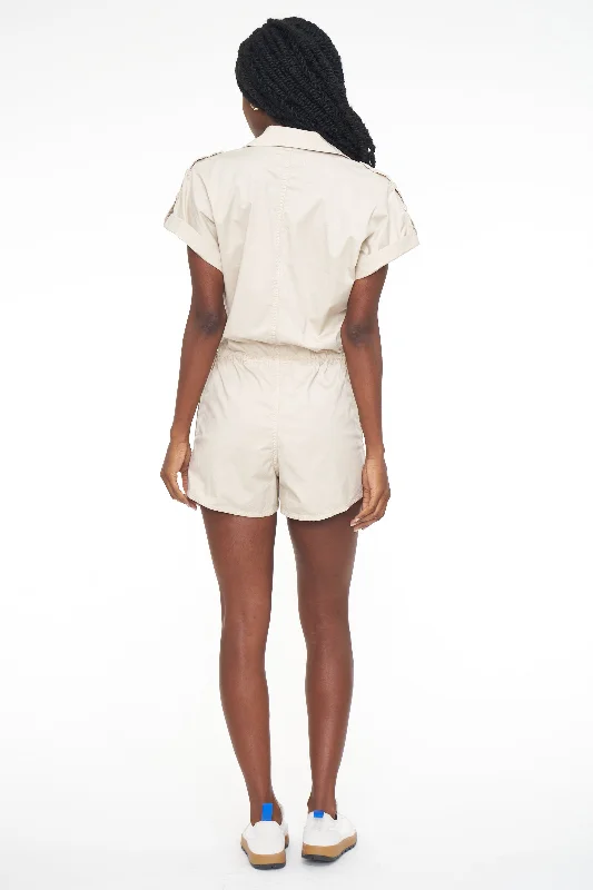 Meg Short Sleeve Zip Front Romper