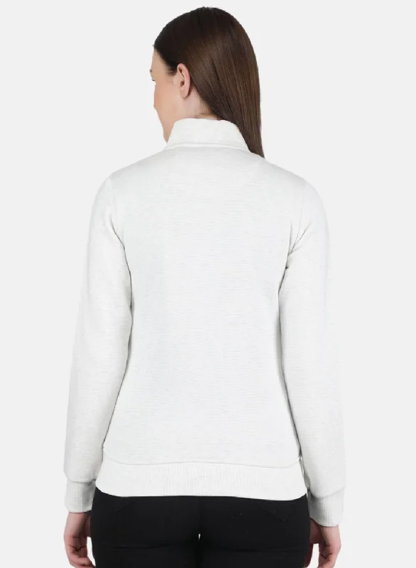 Women Off White Printed Sweatshirt