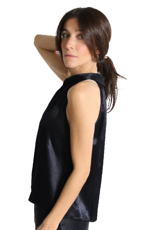 Navy Riley Silky Tank Top