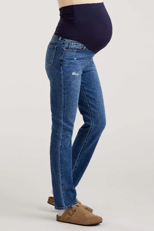 Navy Slightly Distressed Skinny Jeans