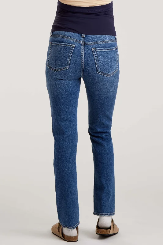 Navy Slightly Distressed Skinny Jeans