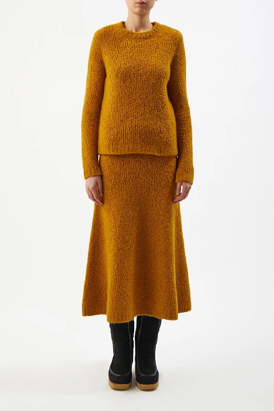 Philippe Knit Sweater in Saffron Cashmere Boucle