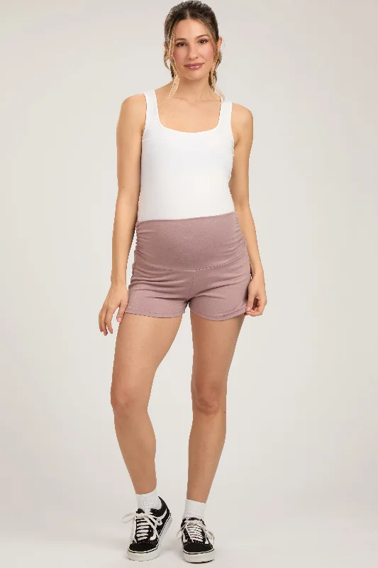 Pink Ruched Side Maternity Lounge Shorts