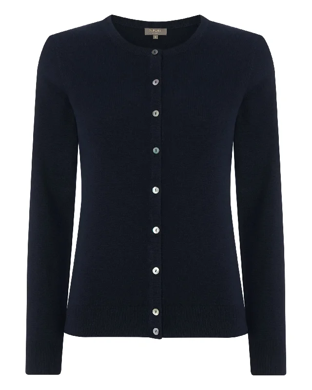 Women's Olivia Round Neck Cashmere Cardigan Navy Blue