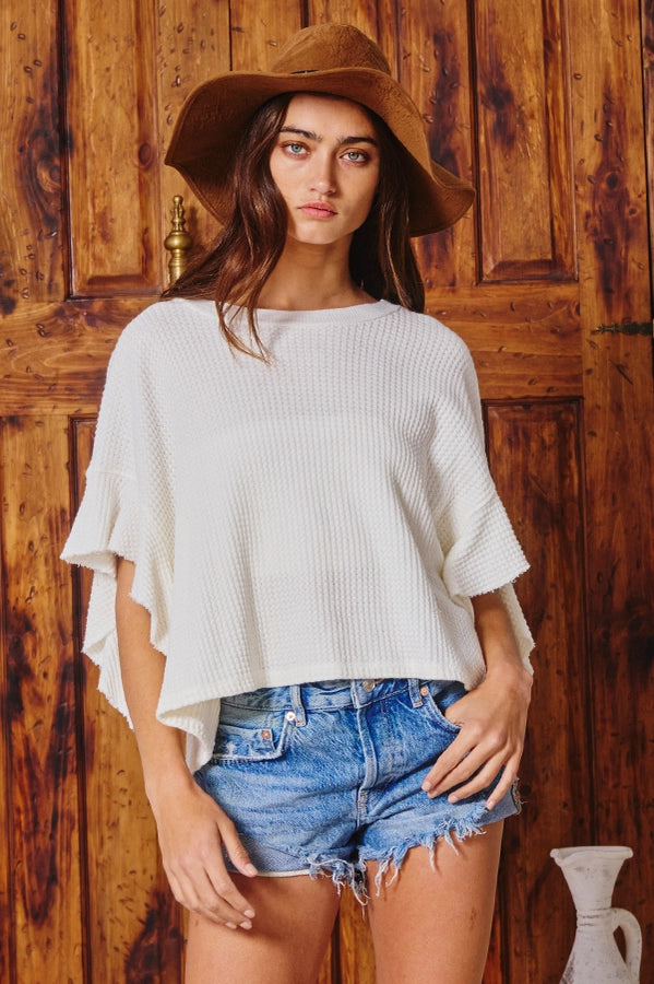 Ruffled Waffle Cropped Top