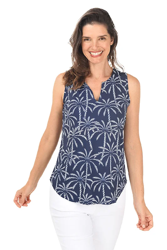 Rope Palms UPF50+ Split Neck Sleeveless Top