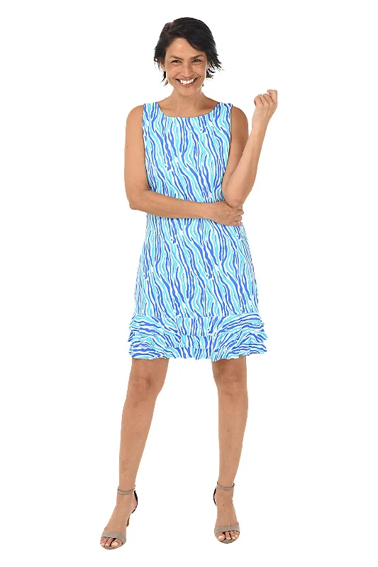 Aqua Zebra UPF50+ Ruffle Dress