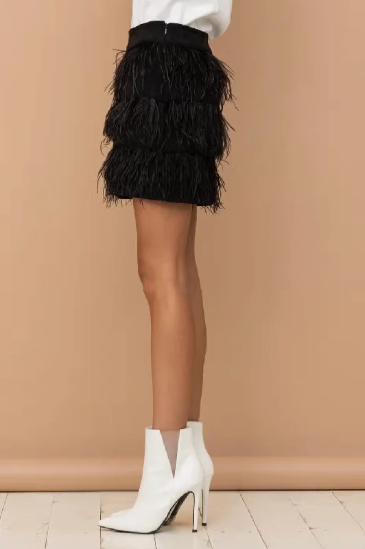 Suede Ostrich Mini Skirt