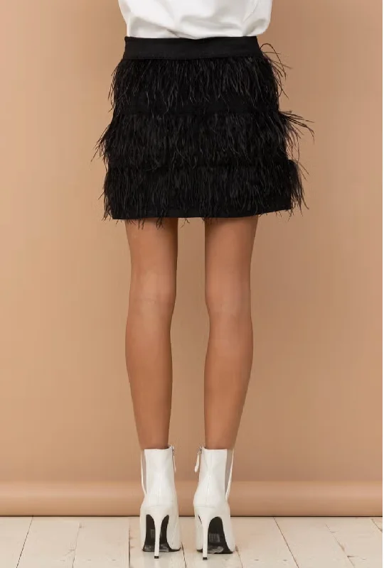 Suede Ostrich Mini Skirt