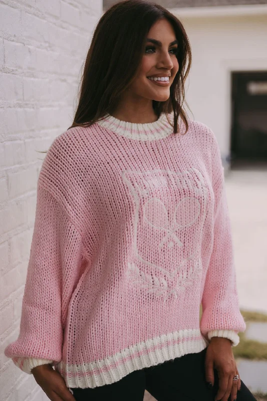 Chunky Sports Club Sweater-Light Pink