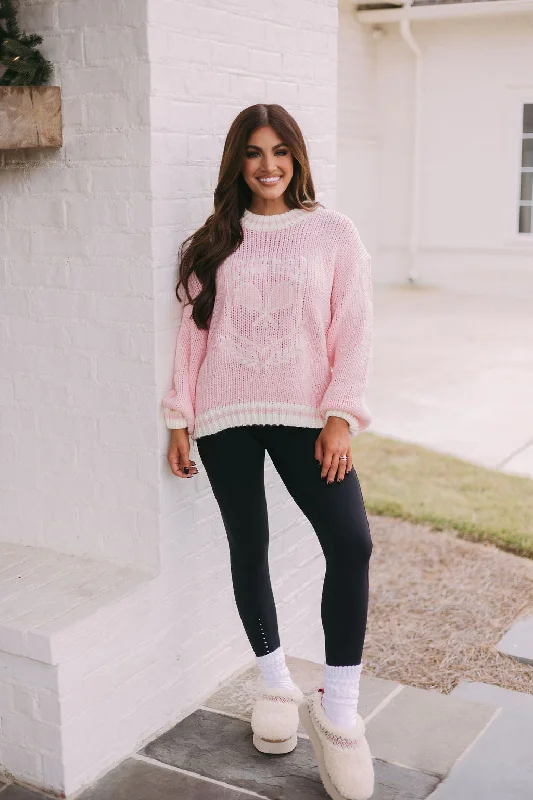 Chunky Sports Club Sweater-Light Pink