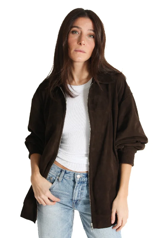 Caden Oversized Suede Bomber Jacket