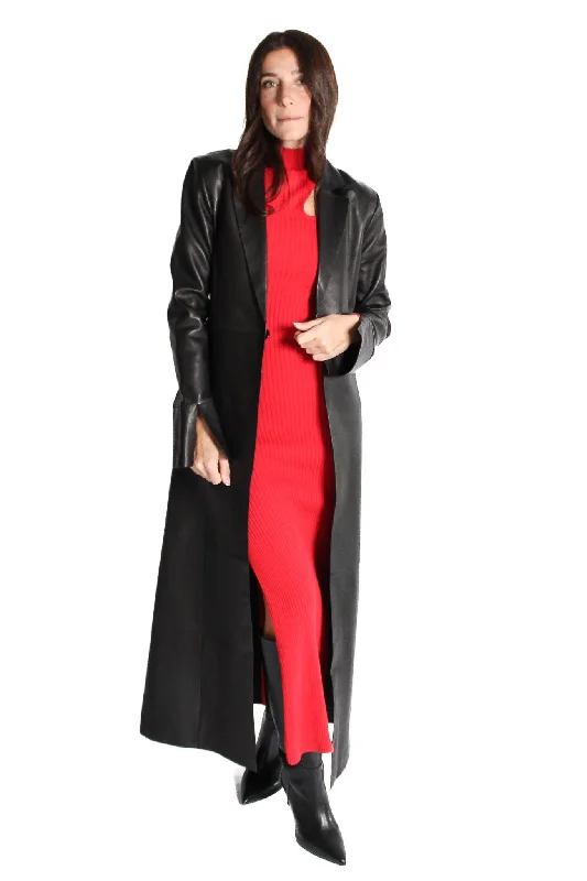 Evanna Leather Maxi Coat