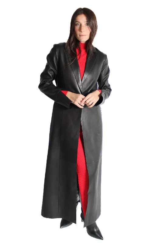 Evanna Leather Maxi Coat