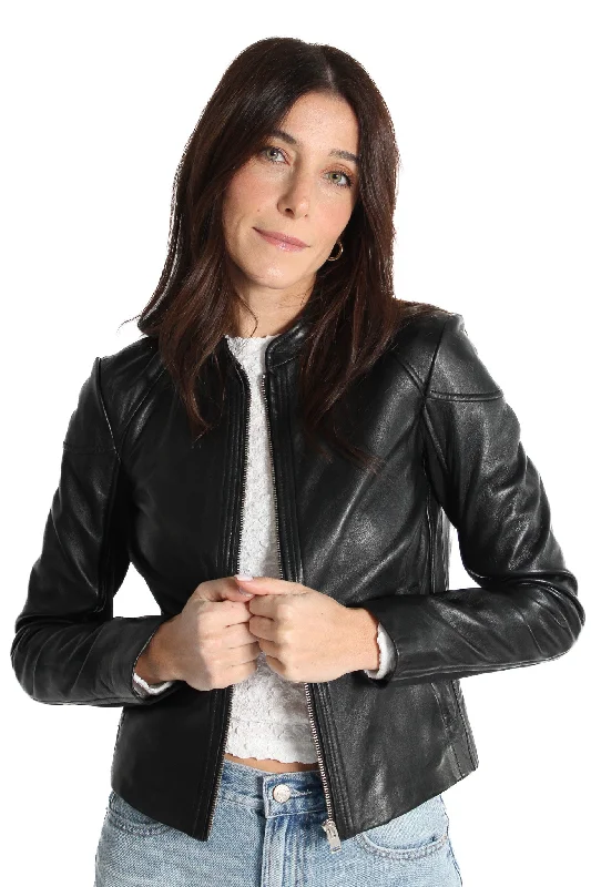 Hira Black Fitted Leather Jacket