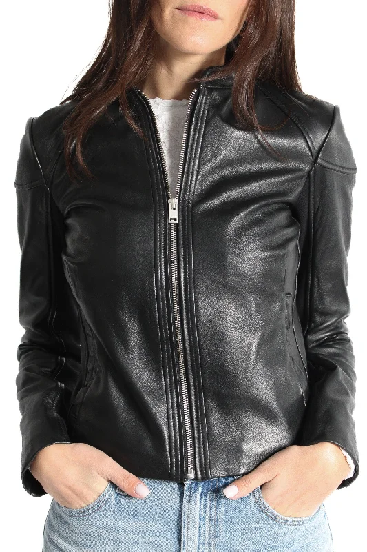 Hira Black Fitted Leather Jacket