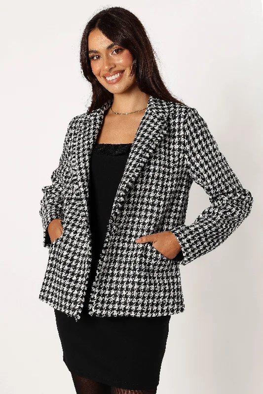 Leighton Houndstooth Blazer - Cream