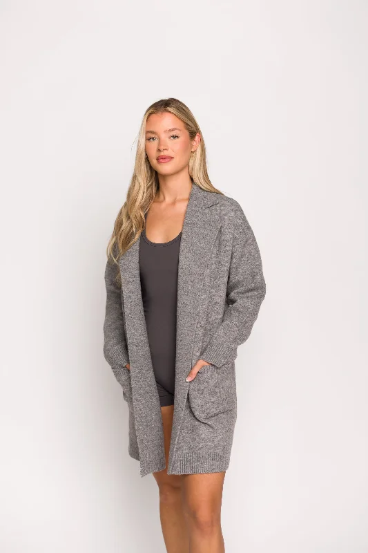 Emilia Oversize Cardi-Jacket in Heather Grey