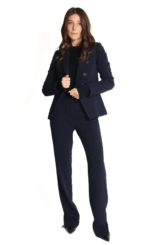 Riri Navy Double Breasted Fitted Blazer