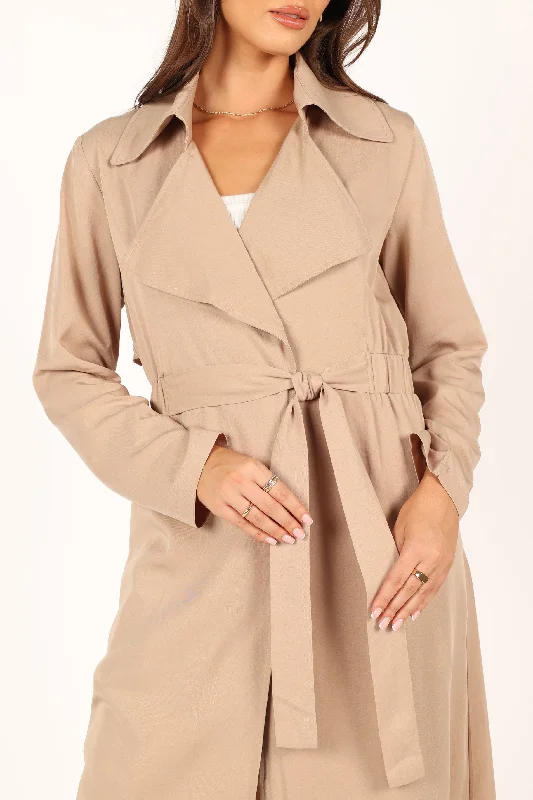 Robyn Tie Front Trench Coat - Beige