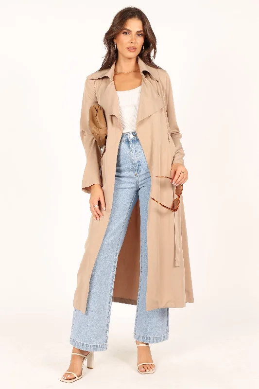 Robyn Tie Front Trench Coat - Beige