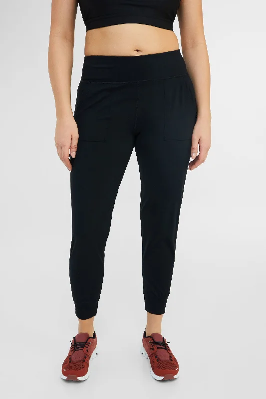 Pantalon de sport uni à taille haute - Femme