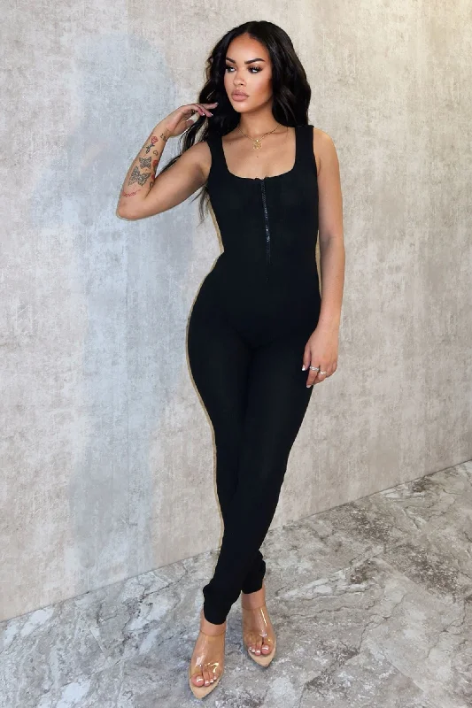 Robin Ribbed Knit Zip Up Jumpsuit