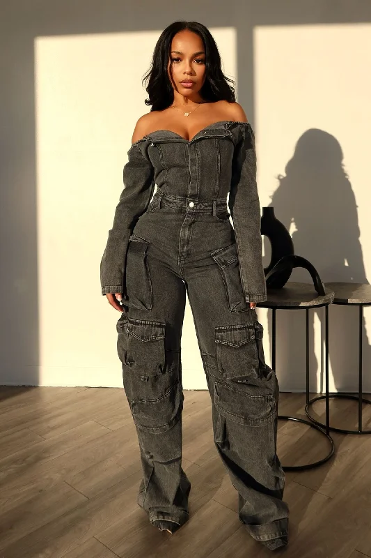 Ultimate Denim Off Shoulder Jumpsuit