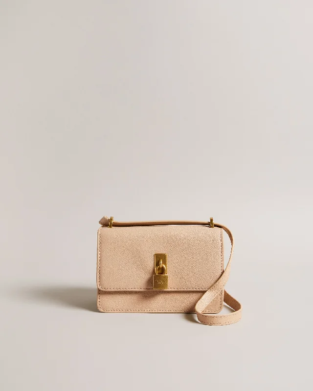 Ssloane Leather Padlock Mini Shoulder Bag Taupe