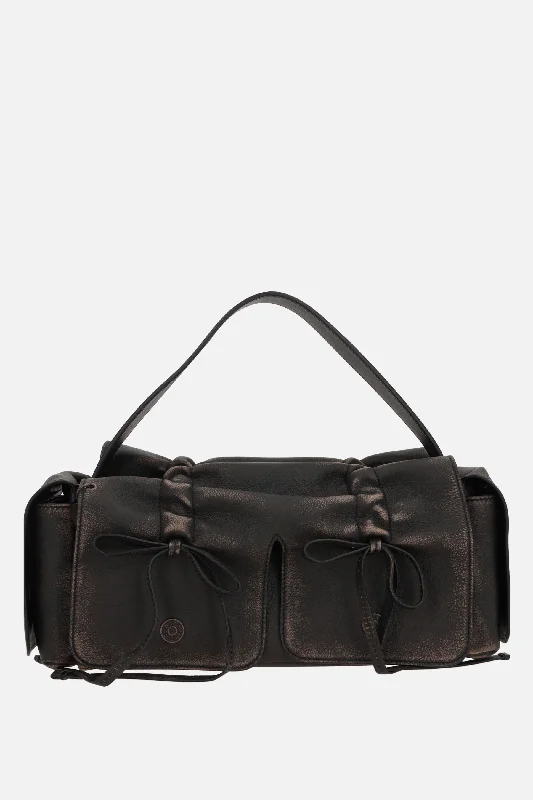 Multipocket vintage leather handbag