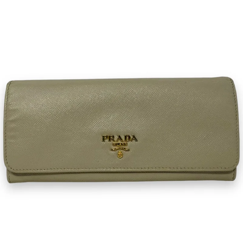 Saffiano Leather Long Wallet Luxury Designer By Prada, Size: Large